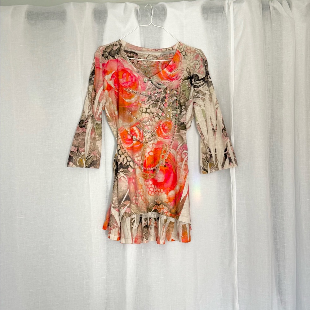 ✿ ⋆｡ Y2K Rhinestone Graphic Mesh Top ⋆｡✿